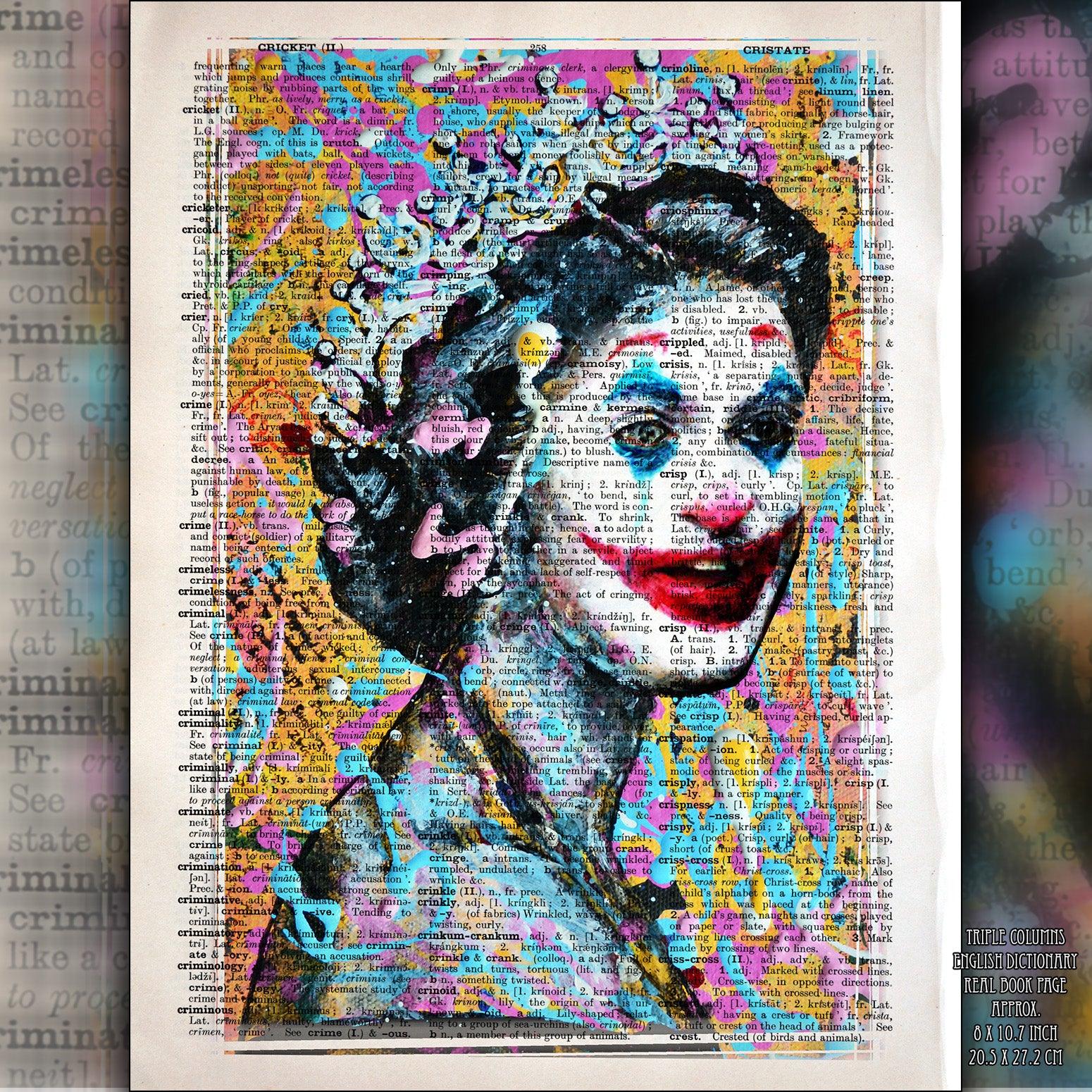 Queen Elizabeth II Like a Joker Art Poster on Vintage Dictionary Page - ArtCursor