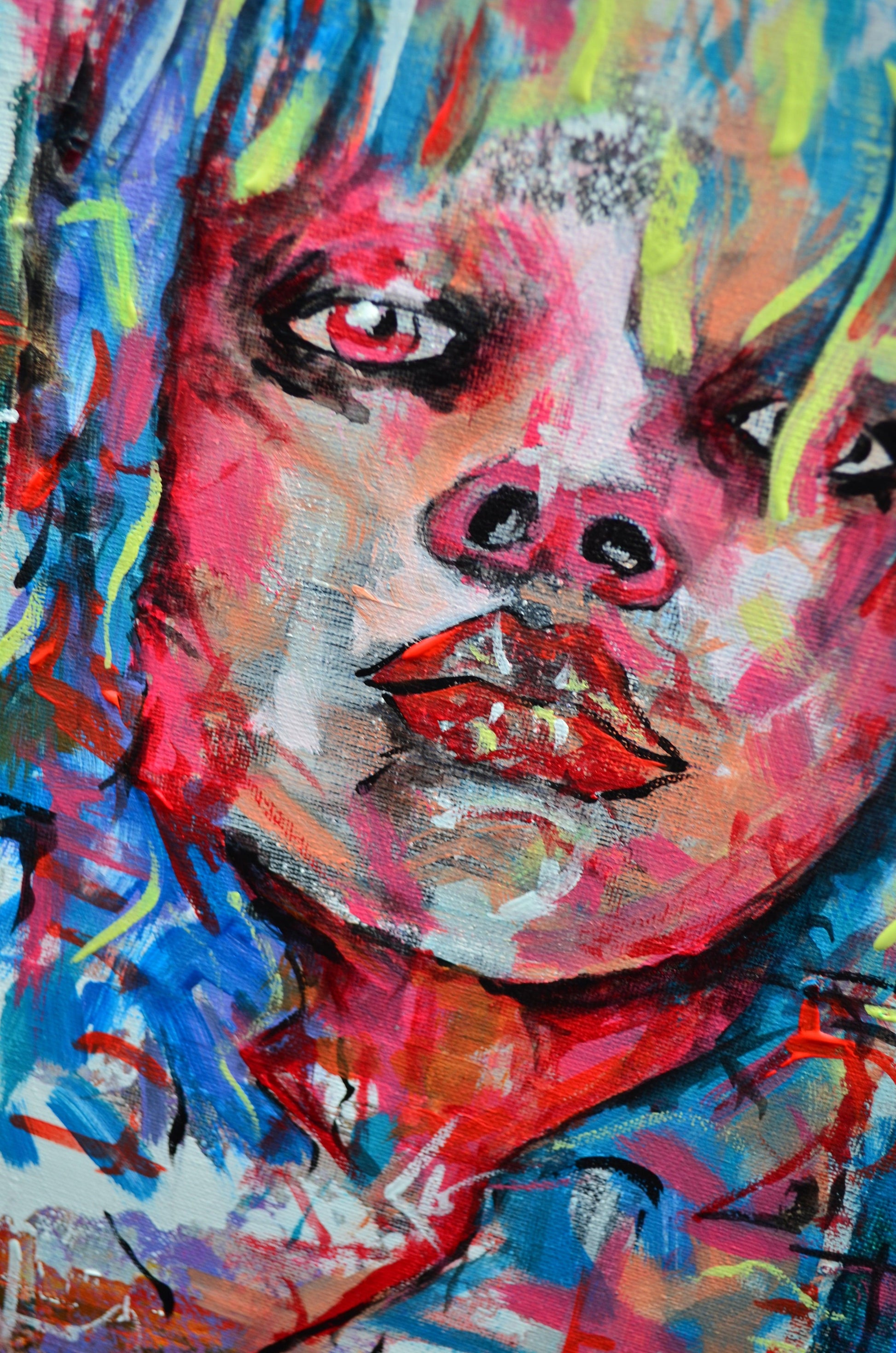 Red Kiss - Original Painting Art on Canvas - ArtCursor