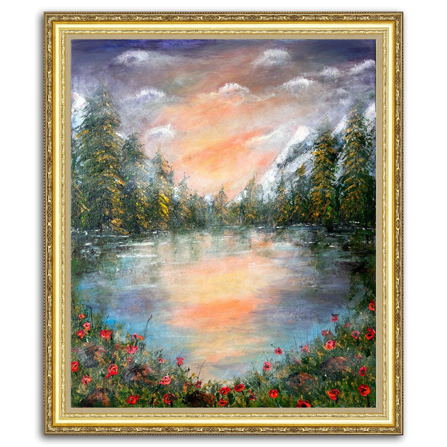 A Springtime Reflection Reflections of Springtime - Original Painting Art on Canvas – ArtCursor