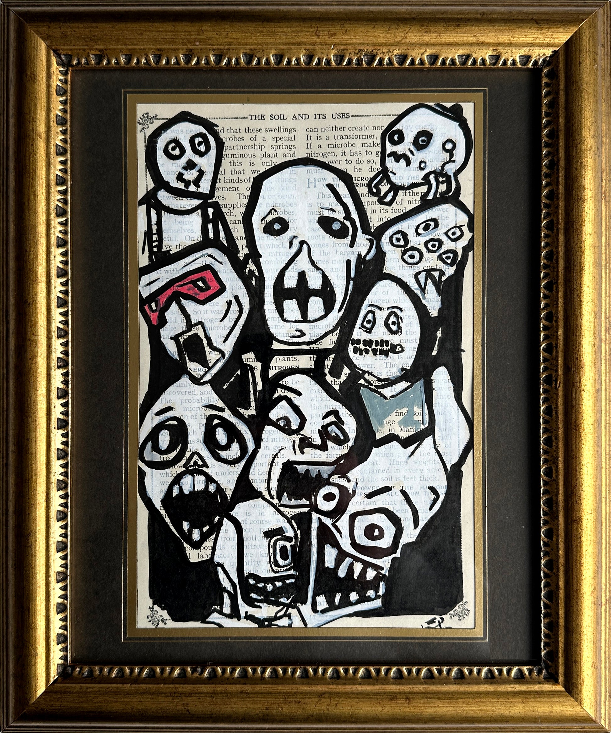 Vintage-inspired artwork featuring screaming characters