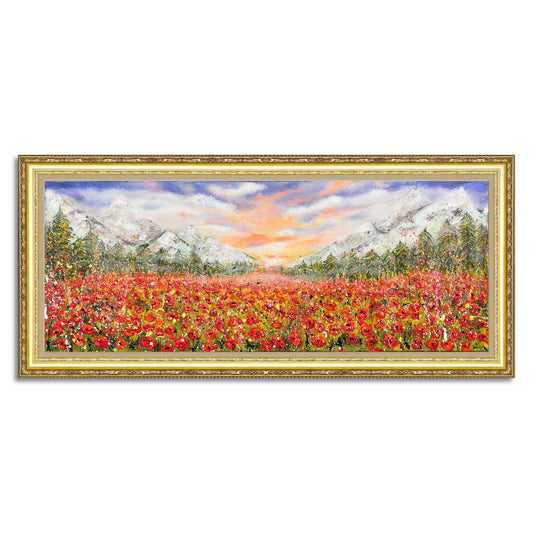 The Majesty of Red Poppies - Original Abstract Painting Art on Deep Canvas - ArtCursor