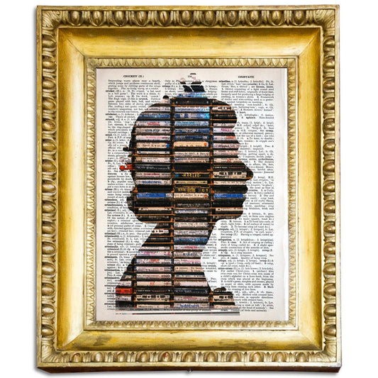 Queen Elizabeth II Cassette Tape Art Poster on Vintage Dictionary Page - ArtCursor