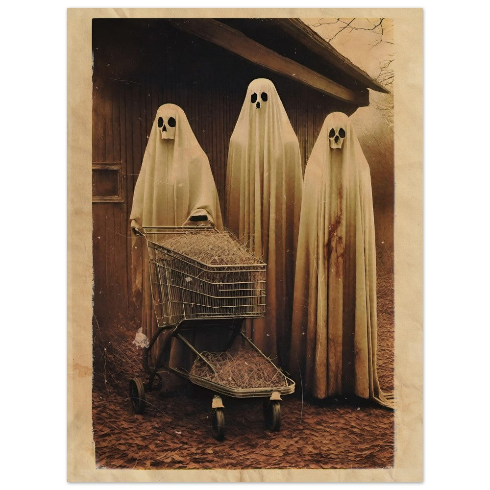 Haunting Shopping - Vintage Photography Style Gothic Decor, Creepy Poster, Dark Surreal Dreams, Funny Ghost, Supernatural