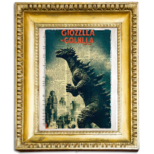 Giozzlla - Retro Movie Poster Art on Vintage Dictionary Page - ArtCursor