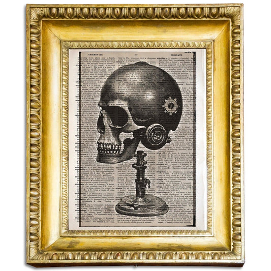 Skull Marvels - Victorian Gothic Art on Vintage Dictionary Page - ArtCursor