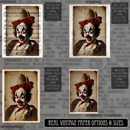 Clown Daffy - Victorian Gothic Art on Vintage Dictionary Page - ArtCursor