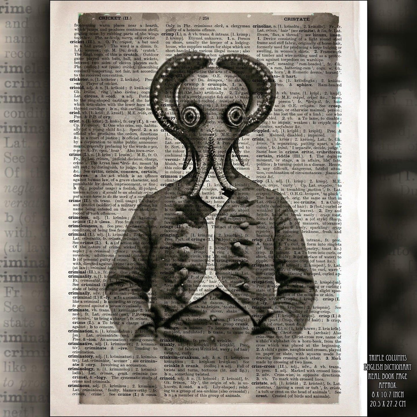 Squid Aquaman - Victorian Gothic Art on Vintage Dictionary Page - ArtCursor