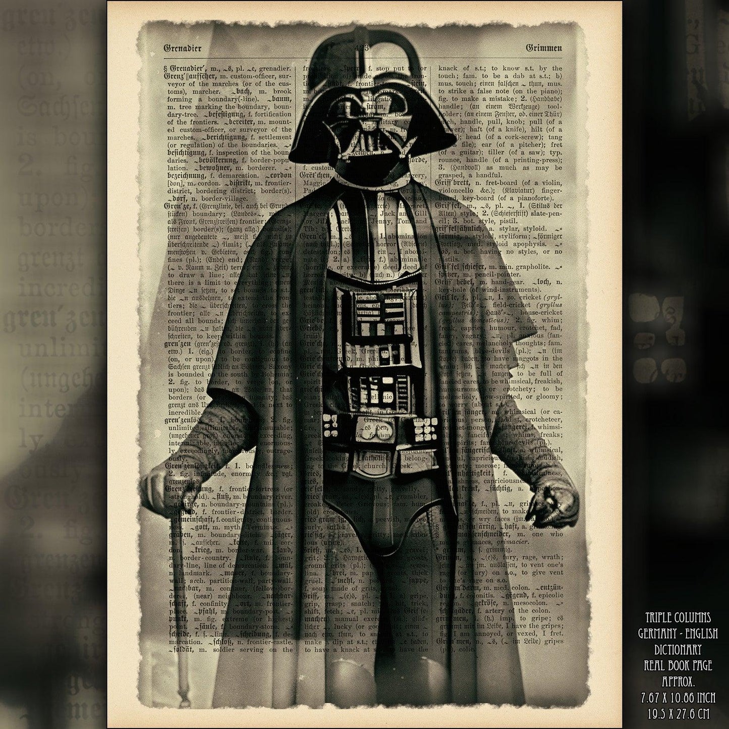 Grandfather Vader - Victorian Gothic Art on Vintage Dictionary Page - ArtCursor