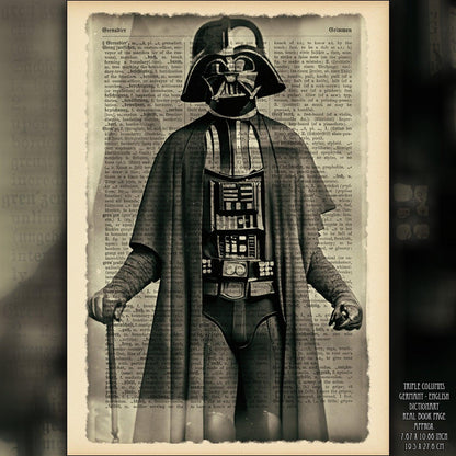 Grandfather Vader - Victorian Gothic Art on Vintage Dictionary Page - ArtCursor