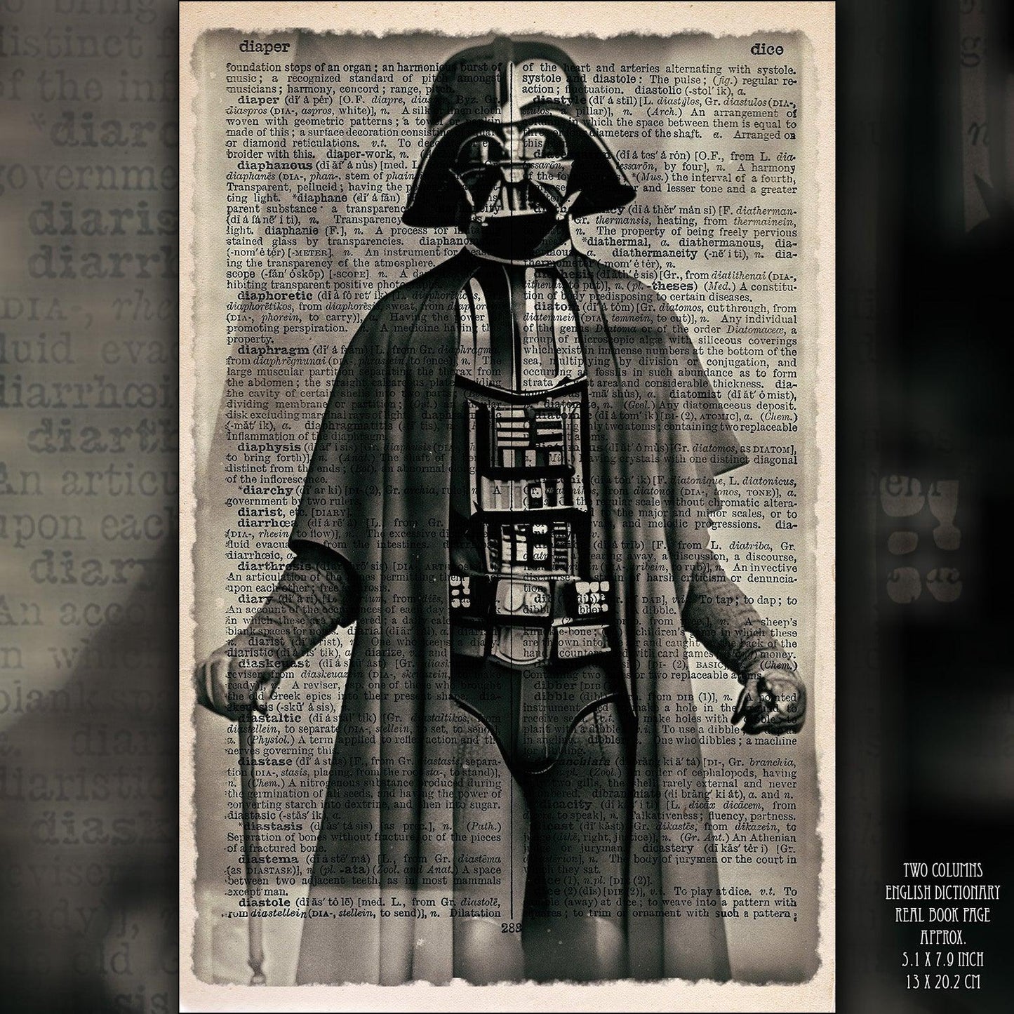 Grandfather Vader - Victorian Gothic Art on Vintage Dictionary Page - ArtCursor