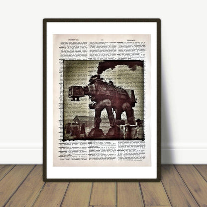 History of AT-AT 027 - Victorian Gothic Star Wars Art on Vintage Dictionary Page - ArtCursor