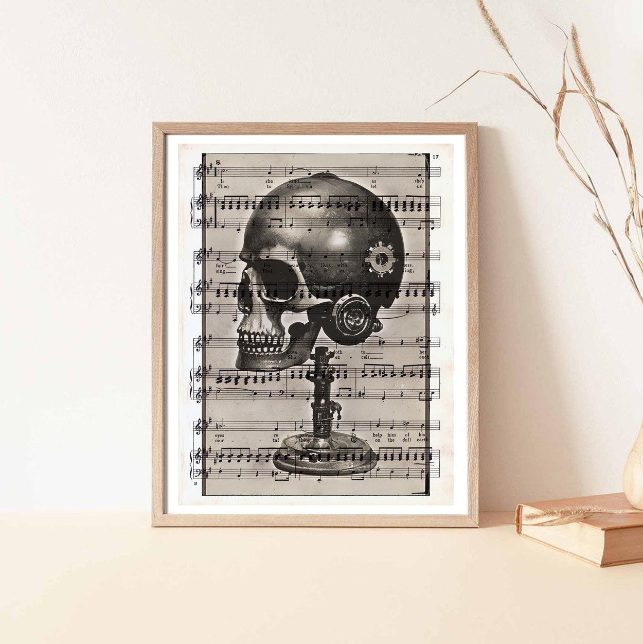 Skull Marvels - Victorian Gothic Art on Vintage Dictionary Page - ArtCursor