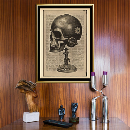 Skull Marvels - Victorian Gothic Art on Vintage Dictionary Page - ArtCursor