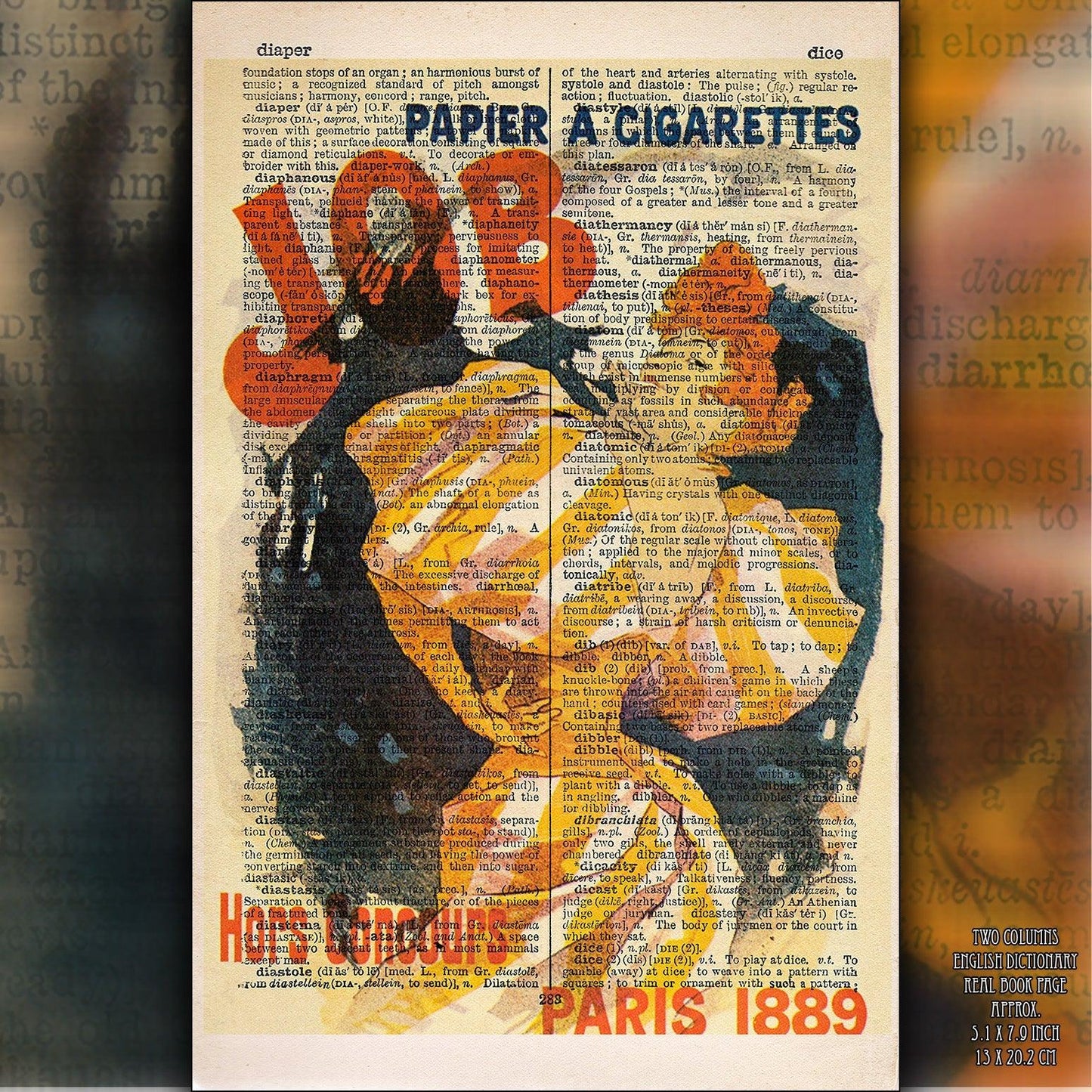 Experience the timeless charm of "JOB, PAPIER A CIGARETTES," a captivating collage featuring an iconic cigaret paper advertisement design by Jules Chéret, a renowned French graphic designer (1836-1932). Created in 1889, this artwork seamlessly combines history and artistic brilliance.