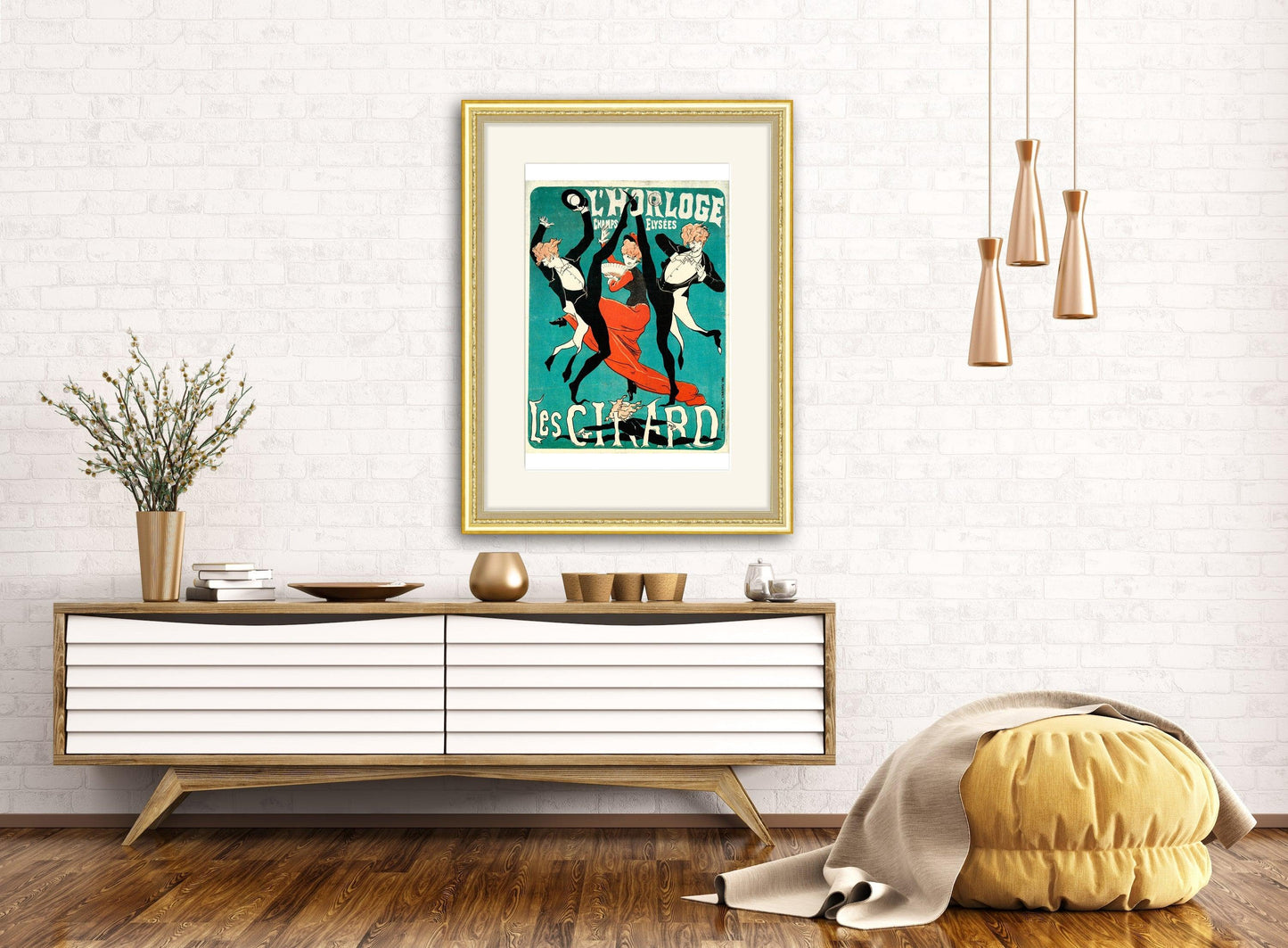 Give your home decor a touch of elegance through our exquisite Les Girard reproduction poster. The artwork is a collage with the poster Dancers in art design by Jules Chéret (French graphic designer, 1836-1932). Year of created 1879.