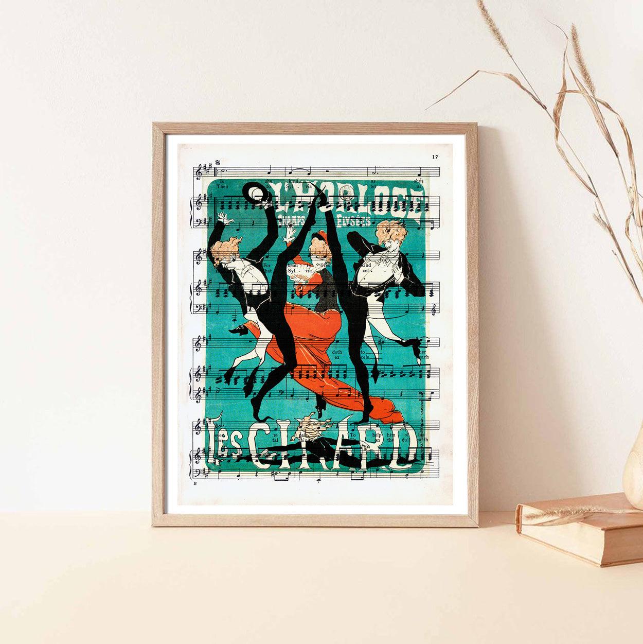 Give your home decor a touch of elegance through our exquisite Les Girard reproduction poster. The artwork is a collage with the poster Dancers in art design by Jules Chéret (French graphic designer, 1836-1932). Year of created 1879.