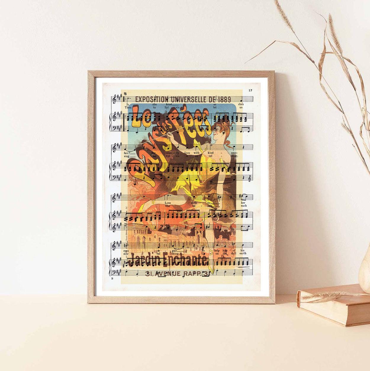 Give your home decor a touch of elegance through our exquisite Exposition Universelle de 1889 - Le Pays des Fées reproduction poster. The artwork is a collage with the exhibition posters design by Jules Chéret (French graphic designer, 1836-1932). Year of created 1889.