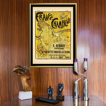 Give your home decor a touch of elegance through our exquisite France Champagne reproduction poster. The artwork is a collage with the advertisement posters design by Pierre Bonnard (French graphic designer, 1867-1947). Year of created 1891.