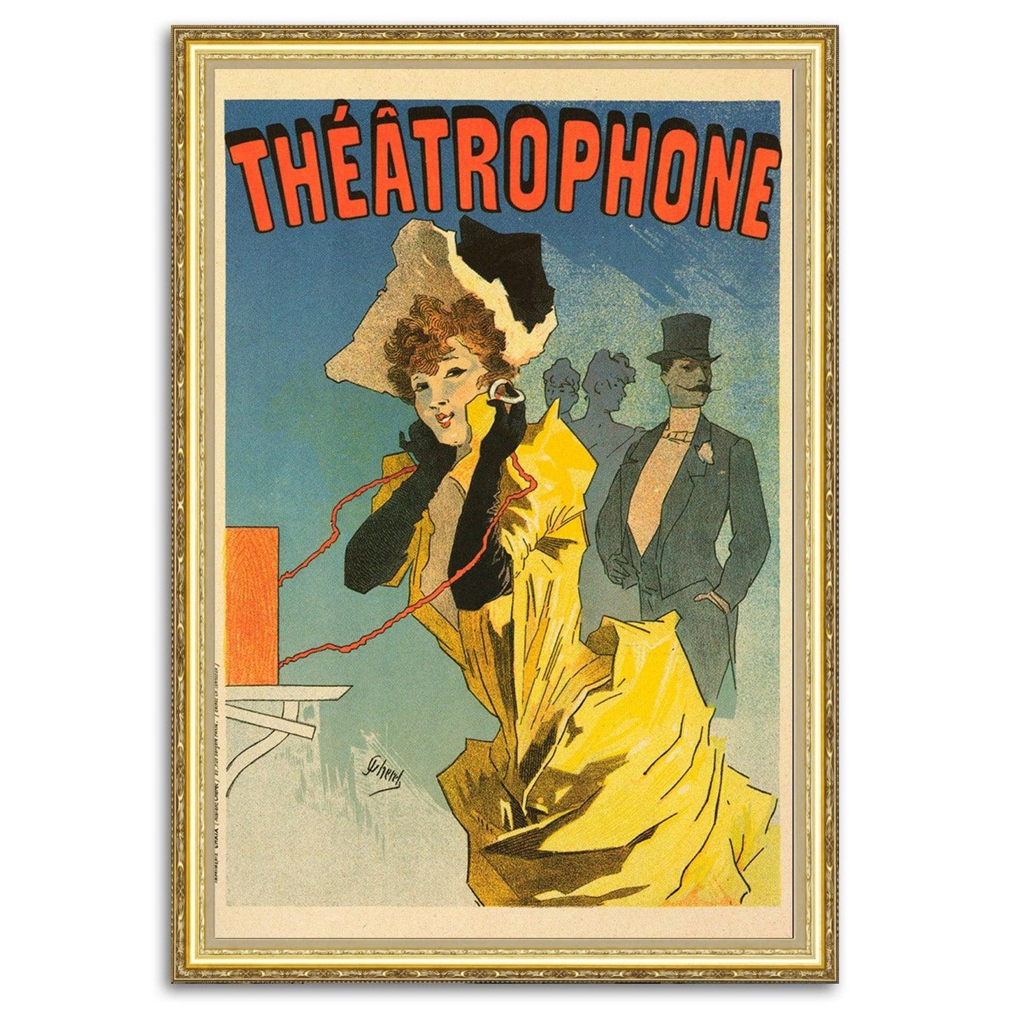 Give your home decor a touch of elegance through our exquisite Théâtrophone reproduction poster. The artwork is a collage with the advertisement posters design by Jules Chéret (French graphic designer, 1836-1932). Year of created 1890.