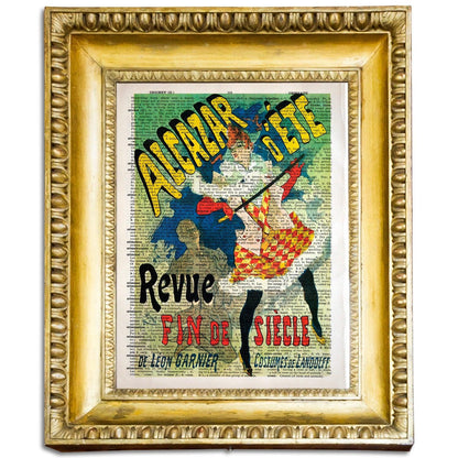 Give your home decor a touch of elegance through our exquisite Revue Fin de Siècle, Alcazar d'été reproduction poster. The artwork is a collage with a poster for Horses in art design by Jules Chéret (French graphic designer, 1836-1932). Year of created 1890.