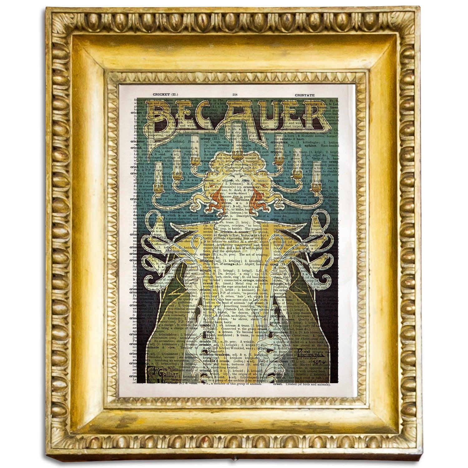 Give your home decor a touch of elegance through our exquisite Bec Auer reproduction poster. The artwork is a collage with the advertising poster for incandescent gas illumination design by Privat Livemont (Belgian graphic designer, 1861-1936). Year of created 1896.