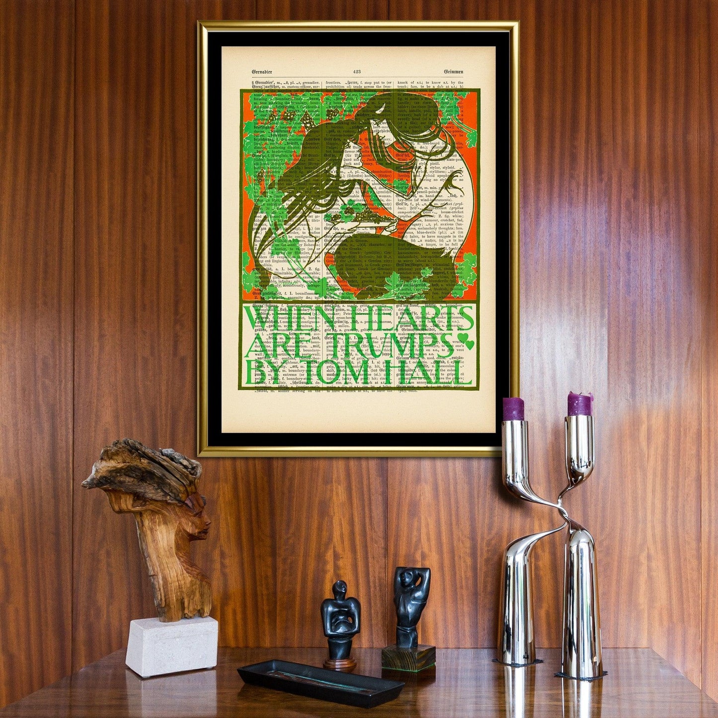 Give your home decor a touch of elegance through our exquisite When Hearts Are Trumps reproduction poster. The artwork is a collage with the illustration for a book of verse by Tom Hall (Chicago: Stone and Kimball, 1894) created by Will Bradley (American graphic designer, 1868-1962). Year of created 1894.
