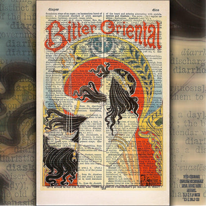 Give your home decor a touch of elegance through our exquisite Bitter Oriental reproduction poster. The artwork is a collage with the advertising poster design Privat Livemont (Belgian graphic designer, 1861-1936). Year of created 1897.