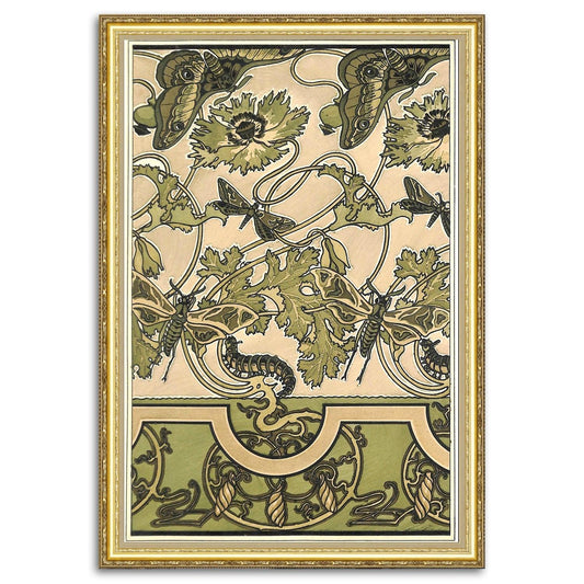 Give your home decor a touch of elegance through our exquisite "Butterflies And Moths" reproduction poster. Antique Art Nouveau design sheet with butterflies and moths from Arnold Lyongrun's "Neue Ornamente - Vogel und Schmetterlinge" (New Ornamentation - Birds and Butterflies), published by Ernst Wasmuth, Germany, 1899.