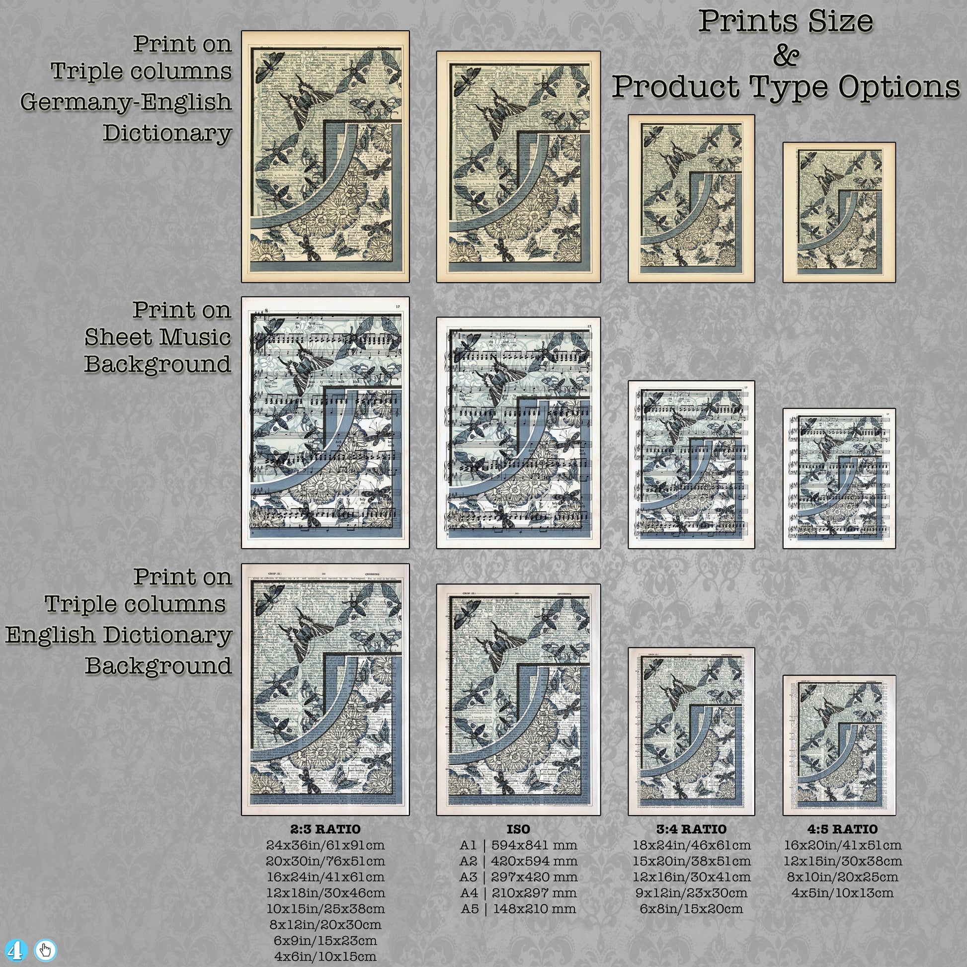 Give your home decor a touch of elegance through our exquisite "Butterflies Art Nouveau" reproduction poster. Antique Art Nouveau design sheet with butterflies and moths from Arnold Lyongrun's "Neue Ornamente - Vogel und Schmetterlinge" (New Ornamentation - Birds and Butterflies), published by Ernst Wasmuth, Germany, 1899.