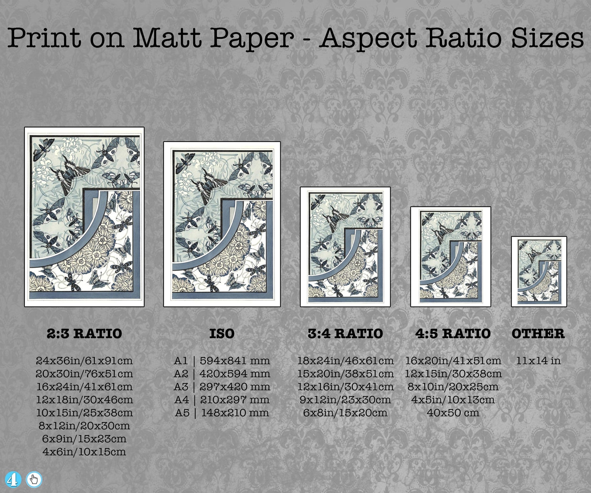 Give your home decor a touch of elegance through our exquisite "Butterflies Art Nouveau" reproduction poster. Antique Art Nouveau design sheet with butterflies and moths from Arnold Lyongrun's "Neue Ornamente - Vogel und Schmetterlinge" (New Ornamentation - Birds and Butterflies), published by Ernst Wasmuth, Germany, 1899.