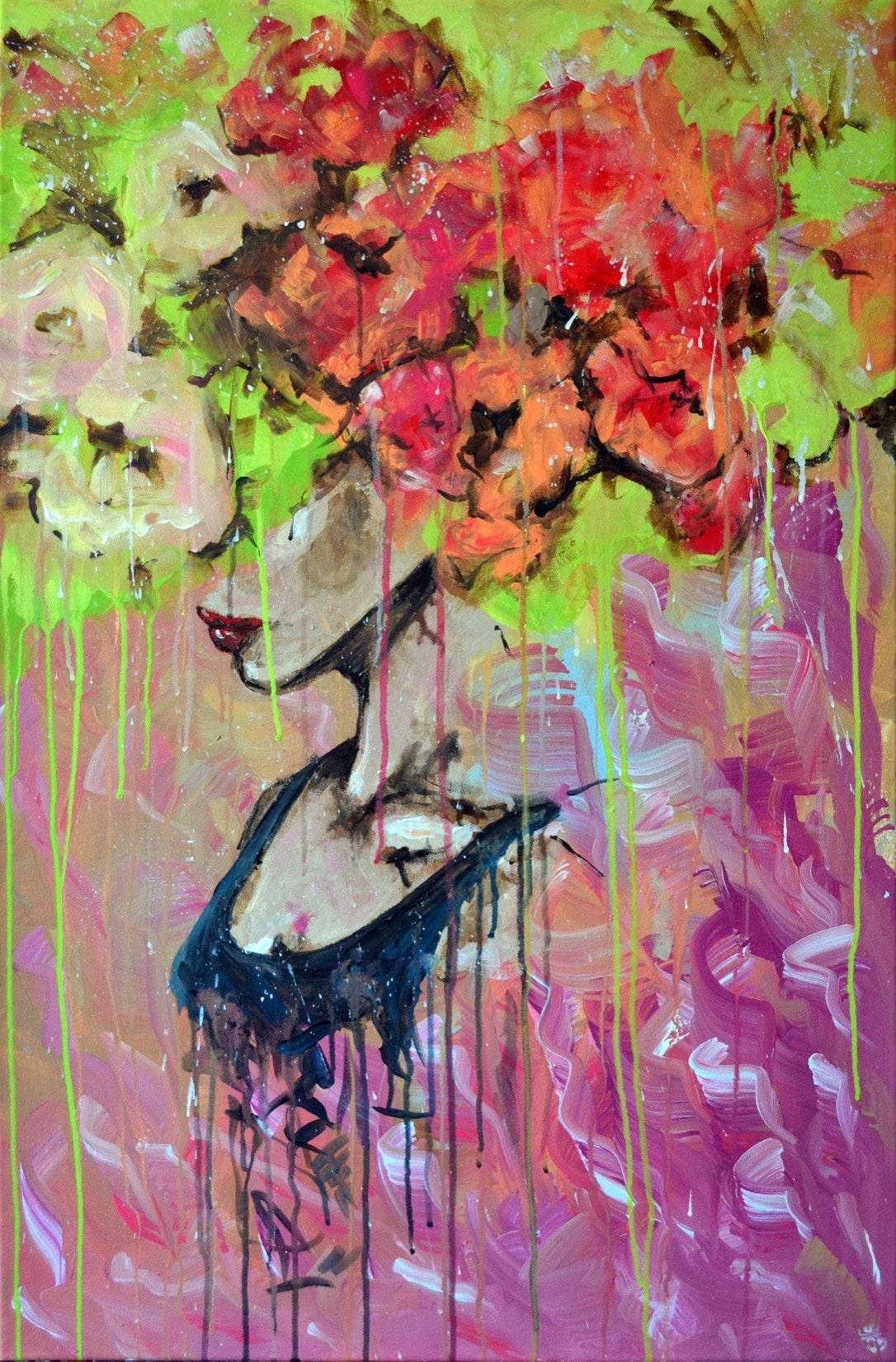 Flowers In My Mind - New Contemporary Original Painting Art on Canvas - ArtCursor
