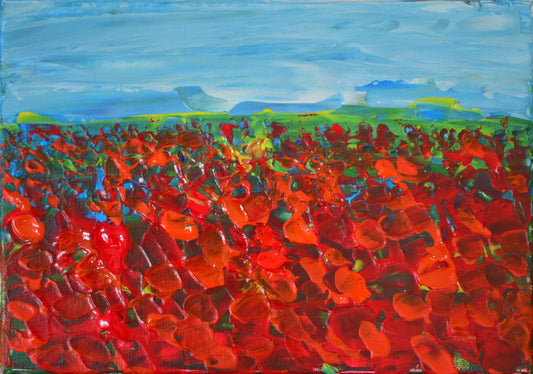 Field of Poppies - Original Palette Knife Painting Art on Canvas - ArtCursor