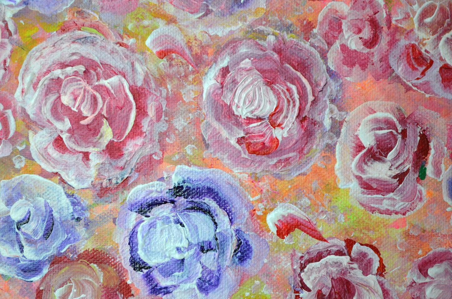 Flowers Pattern - Original Painting Art on Deep Canvas - ArtCursor