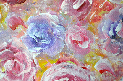Flowers Pattern - Original Painting Art on Deep Canvas - ArtCursor
