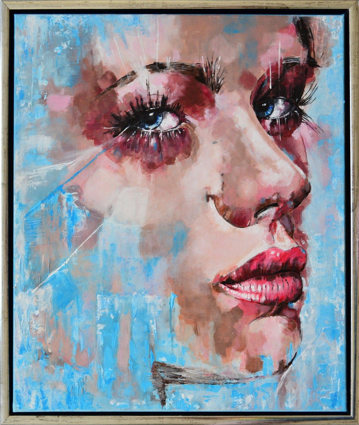 Anxiety - Framed Original Modern Portrait Painting Art on Canvas - ArtCursor