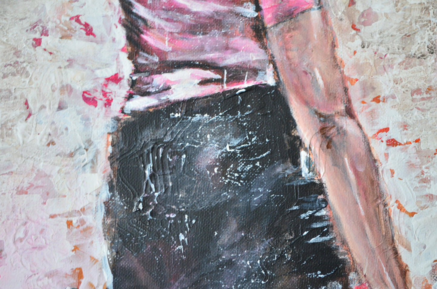 Pink Umbrella - Original Fine Art Painting on Deep Canvas - ArtCursor