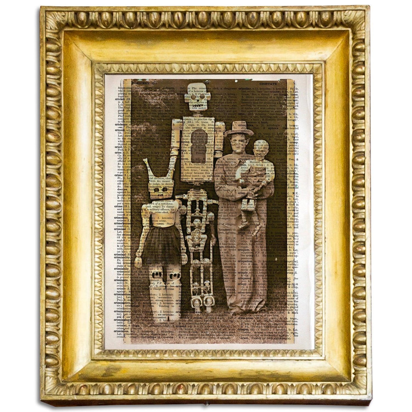 Fancy Robot Family - Victorian Gothic Art on Vintage Dictionary Page - ArtCursor