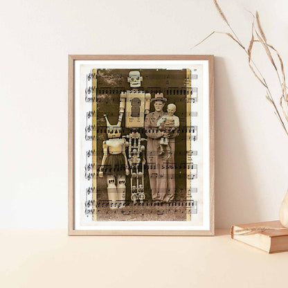 Fancy Robot Family - Victorian Gothic Art on Vintage Dictionary Page - ArtCursor